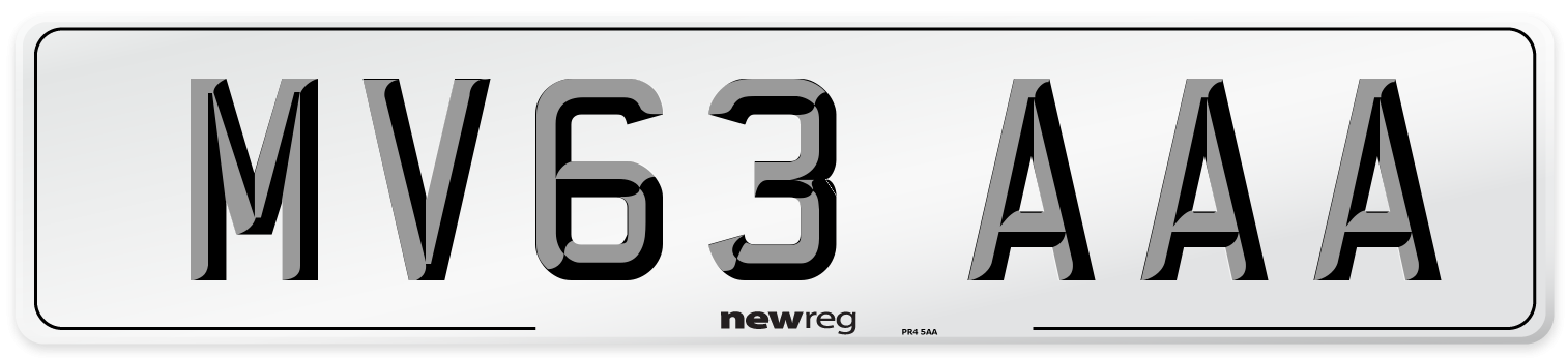 MV63 AAA Number Plate from New Reg